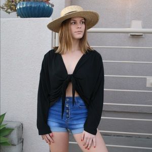 Blue button up shorts